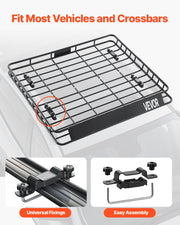 Roof Rack Cargo Carrier, 1095 x 1270 x 105 mm, Universal Rooftop Cargo Basket, Car Top Luggage Holder with 68 V952-HKSXLK4350INLIUJFV0