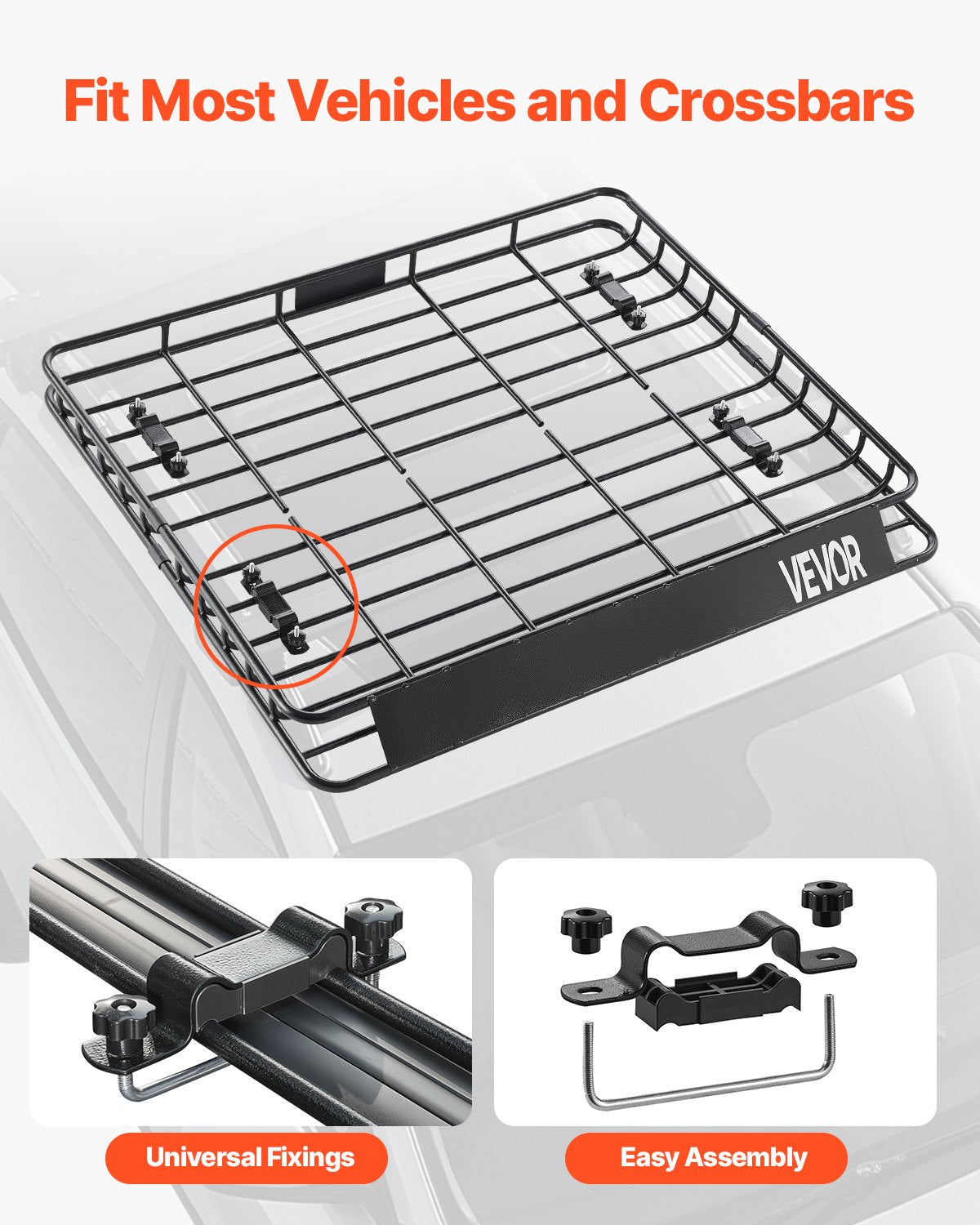 Roof Rack Cargo Carrier, 1095 x 1270 x 105 mm, Universal Rooftop Cargo Basket, Car Top Luggage Holder with 68 V952-HKSXLK4350INLIUJFV0