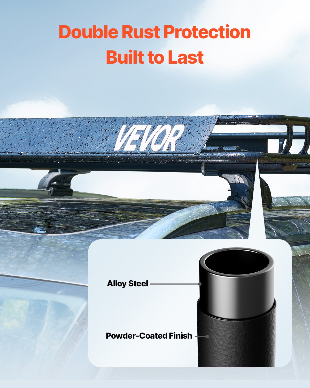 Roof Rack Cargo Carrier, 1095 x 1270 x 105 mm, Universal Rooftop Cargo Basket, Car Top Luggage Holder with 68 V952-HKSXLK4350INLIUJFV0