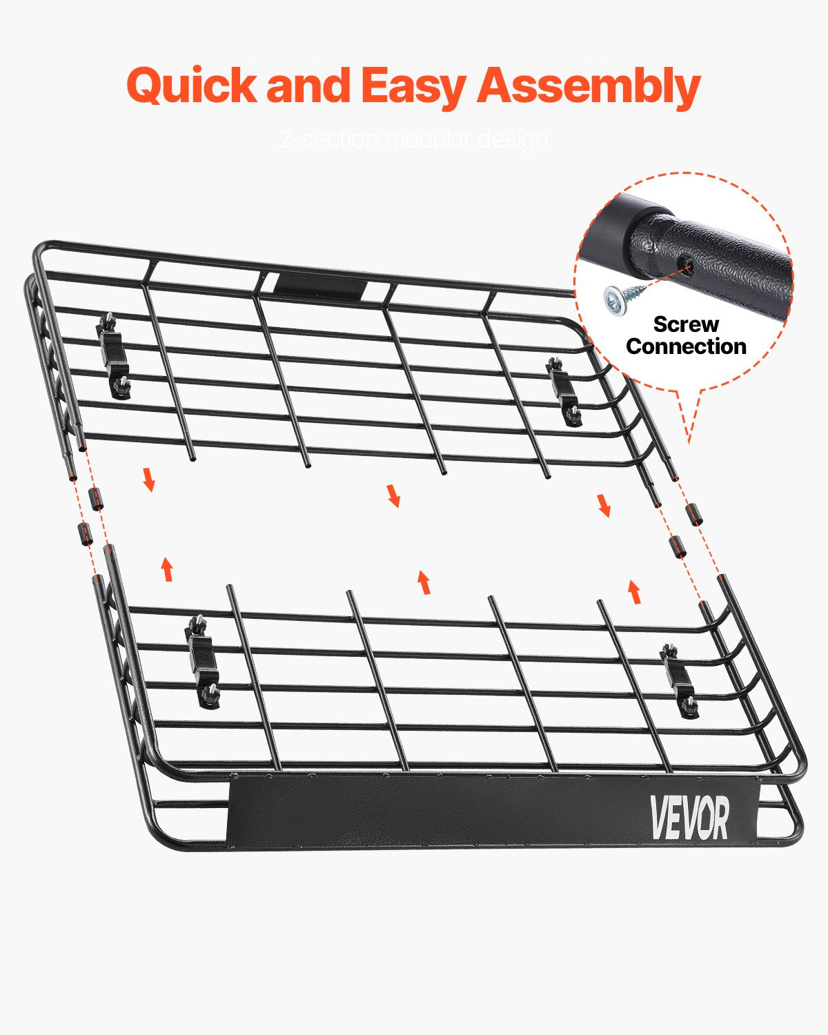 Roof Rack Cargo Carrier, 1095 x 1270 x 105 mm, Universal Rooftop Cargo Basket, Car Top Luggage Holder with 68 V952-HKSXLK4350INLIUJFV0