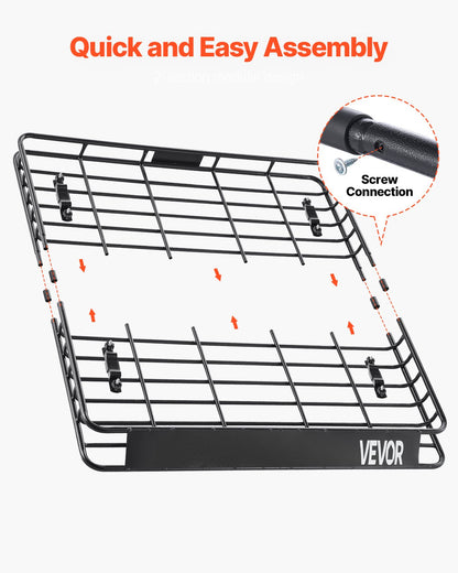 Roof Rack Cargo Carrier, 1095 x 1270 x 105 mm, Universal Rooftop Cargo Basket, Car Top Luggage Holder with 68 V952-HKSXLK4350INLIUJFV0