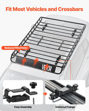 Roof Rack Basket, 1300 x 910 x 105 mm, Universal Rooftop Cargo Carrier with 44.1 x 34.3 x 10.2 in Cargo Bag, V952-HKSXLK5136IN4B8AWV0