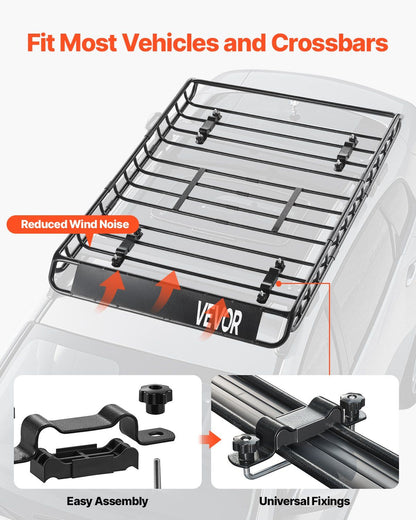 Roof Rack Basket, 1300 x 910 x 105 mm, Universal Rooftop Cargo Carrier with 44.1 x 34.3 x 10.2 in Cargo Bag, V952-HKSXLK5136IN4B8AWV0
