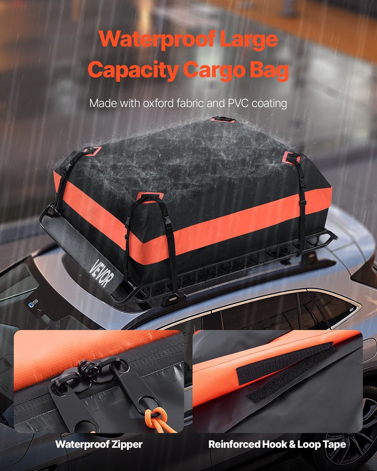 Roof Rack Basket, 1300 x 910 x 105 mm, Universal Rooftop Cargo Carrier with 44.1 x 34.3 x 10.2 in Cargo Bag, V952-HKSXLK5136IN4B8AWV0