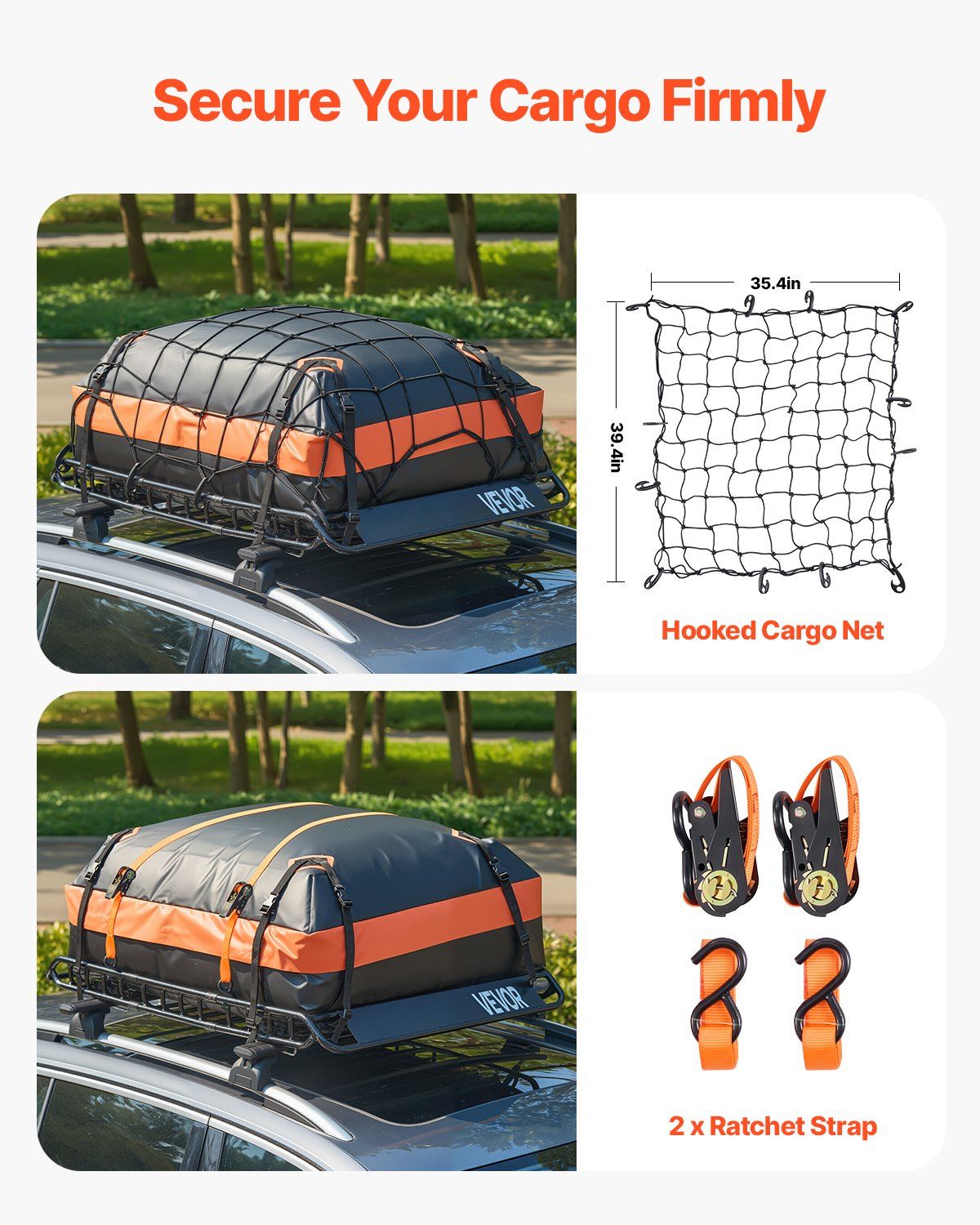 Roof Rack Basket, 1300 x 910 x 105 mm, Universal Rooftop Cargo Carrier with 44.1 x 34.3 x 10.2 in Cargo Bag, V952-HKSXLK5136IN4B8AWV0