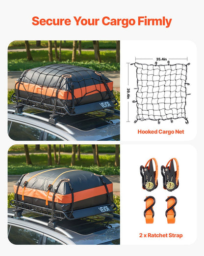 Roof Rack Basket, 1300 x 910 x 105 mm, Universal Rooftop Cargo Carrier with 44.1 x 34.3 x 10.2 in Cargo Bag, V952-HKSXLK5136IN4B8AWV0