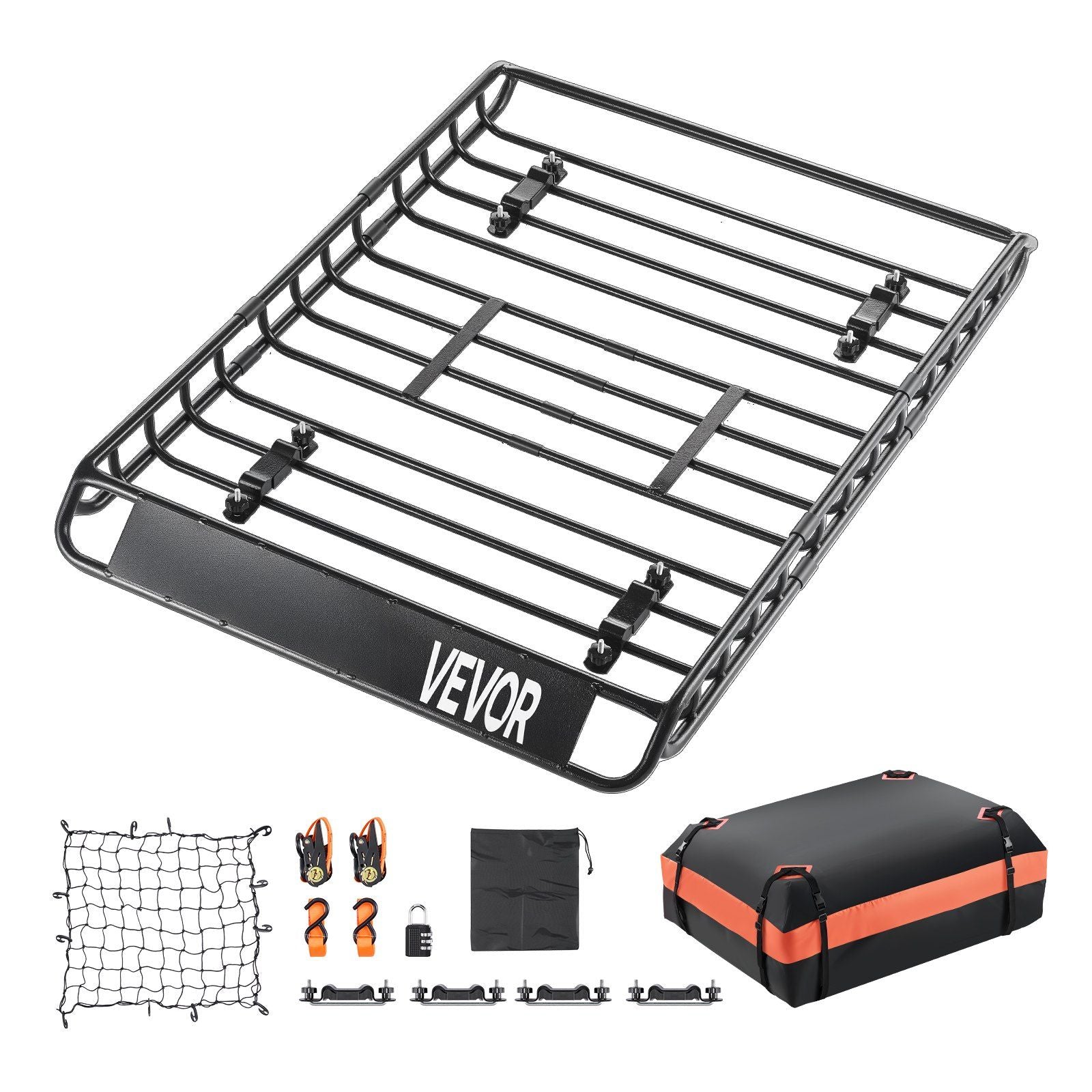 Roof Rack Basket, 1300 x 910 x 105 mm, Universal Rooftop Cargo Carrier with 44.1 x 34.3 x 10.2 in Cargo Bag, V952-HKSXLK5136IN4B8AWV0