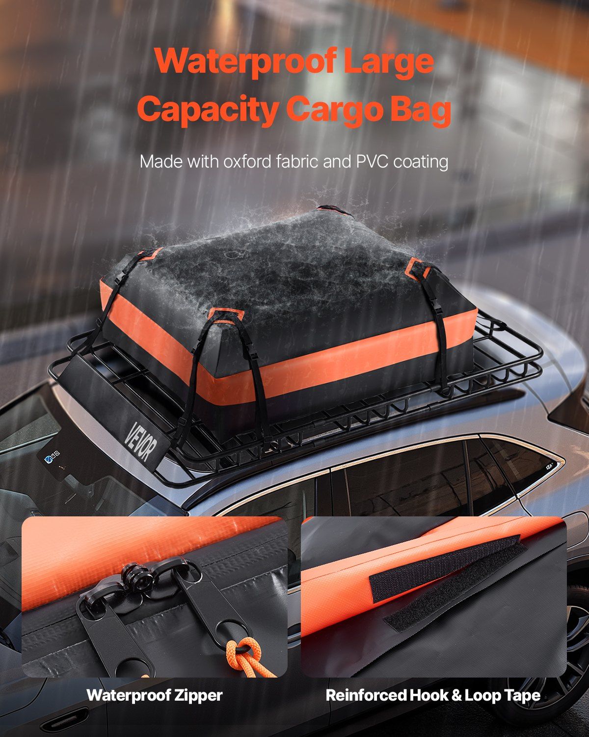 Roof Rack Basket, 1625 x 990 x 105 mm, Universal Rooftop Cargo Carrier with 1120 x 870 x 260 mm Cargo Bag, V952-HKSXLK6439INXPVB0V0