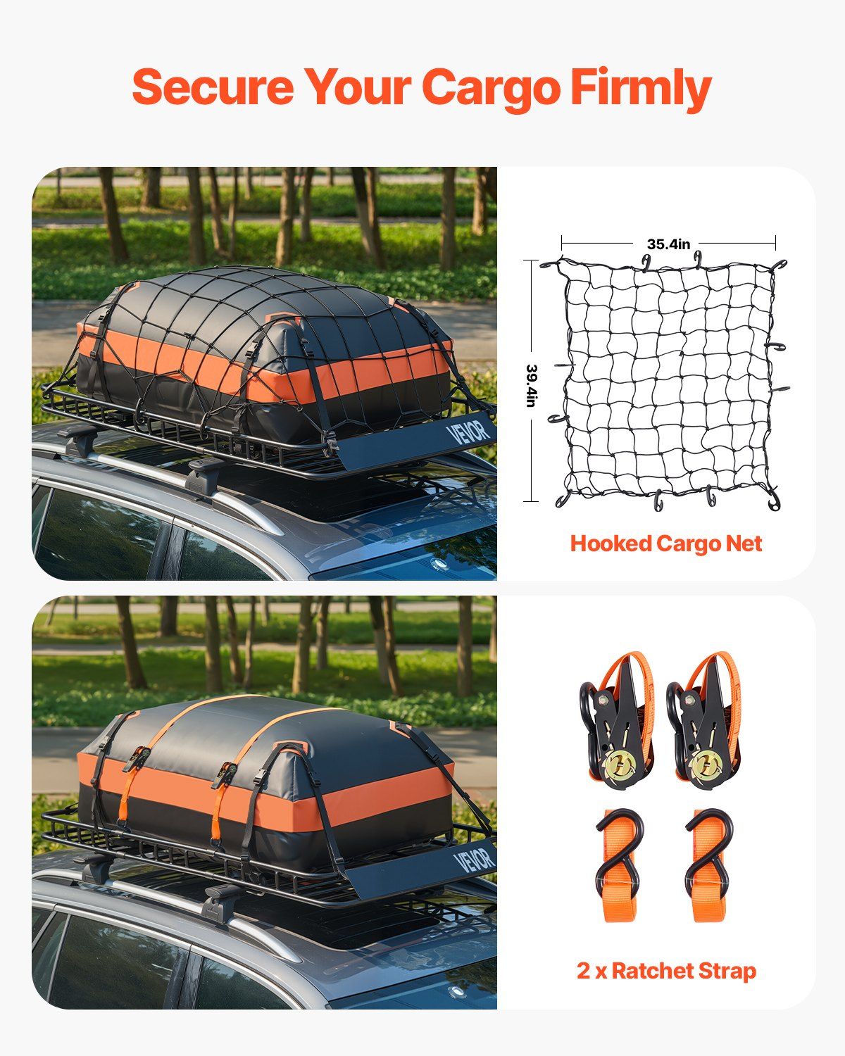 Roof Rack Basket, 1625 x 990 x 105 mm, Universal Rooftop Cargo Carrier with 1120 x 870 x 260 mm Cargo Bag, V952-HKSXLK6439INXPVB0V0
