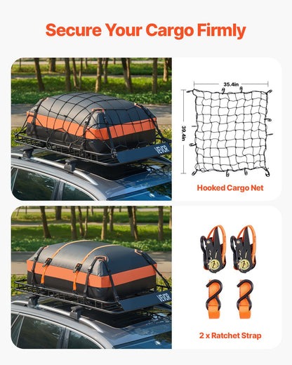 Roof Rack Basket, 1625 x 990 x 105 mm, Universal Rooftop Cargo Carrier with 1120 x 870 x 260 mm Cargo Bag, V952-HKSXLK6439INXPVB0V0