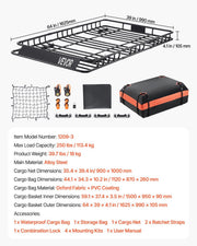Roof Rack Basket, 1625 x 990 x 105 mm, Universal Rooftop Cargo Carrier with 1120 x 870 x 260 mm Cargo Bag, V952-HKSXLK6439INXPVB0V0