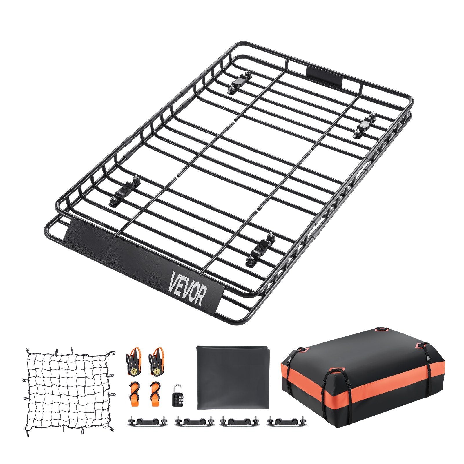 Roof Rack Basket, 1625 x 990 x 105 mm, Universal Rooftop Cargo Carrier with 1120 x 870 x 260 mm Cargo Bag, V952-HKSXLK6439INXPVB0V0