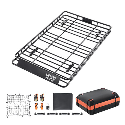 Roof Rack Basket, 1625 x 990 x 105 mm, Universal Rooftop Cargo Carrier with 1120 x 870 x 260 mm Cargo Bag, V952-HKSXLK6439INXPVB0V0