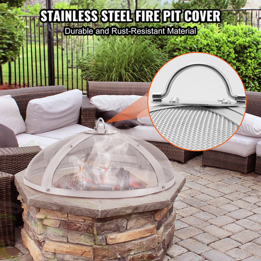 Fire Pit Spark Screen Round 27", Reinforced Heavy Duty Steel Metal Cover, Outdoor Firepit Lid, Easy-Opening V952-HKWZ201BXGYX20HA9V0
