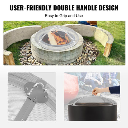 Fire Pit Spark Screen Round 30", Reinforced Heavy Duty Steel Metal Cover, Outdoor Firepit Lid, Easy-Opening V952-HKWZ201BXGYXDX8F7V0