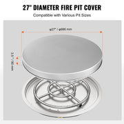Fire Pit Cover Lid, 27" Portable Firepit Spark Screen,Stainless Steel Steel Metal Cover, Easy-Opening Outdoor V952-HKWZ304BXGYPGMJP5V0