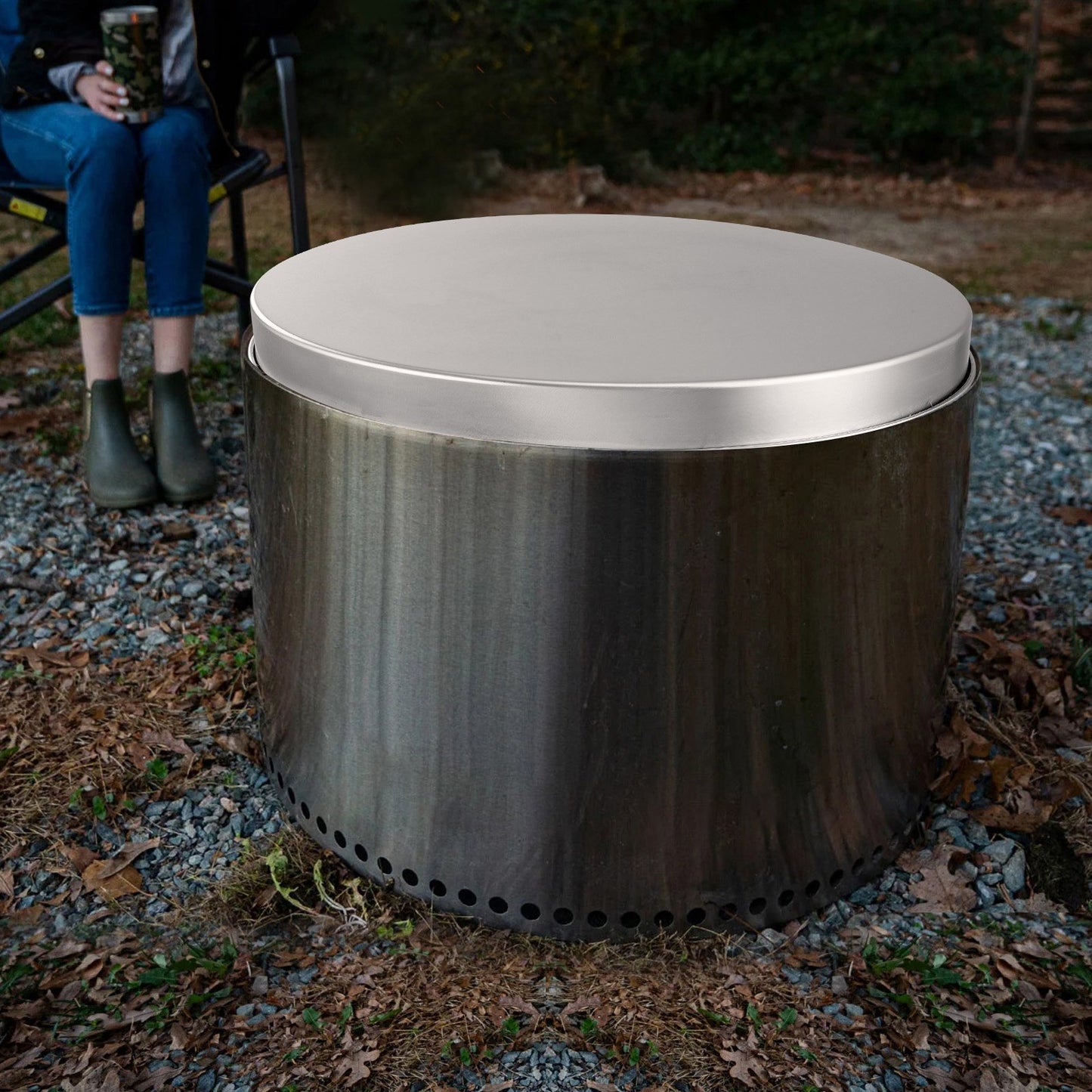 Fire Pit Cover Lid, 27" Portable Firepit Spark Screen,Stainless Steel Steel Metal Cover, Easy-Opening Outdoor V952-HKWZ304BXGYPGMJP5V0