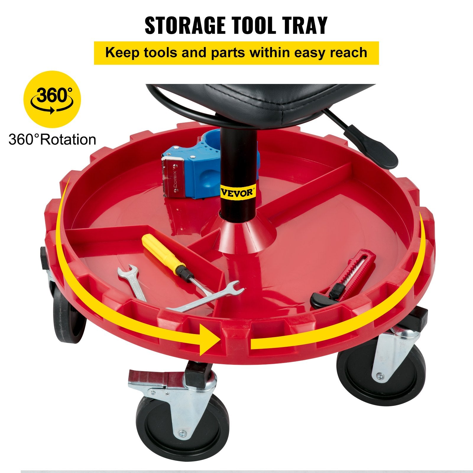Rolling Garage Stool 300LBS Adjustable Mechanic Work Shop Seat w/Casters V952-HKYSCLWXDC6QRMFLIV0