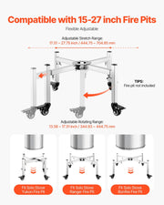 Fire Pit Stand, 38-68.6 cm Adjustable Stretch with 4 Casters, Firepit Stand for Solo Stove Bonfire Ranger V952-HKZJXXFG1527AIXIG001V0