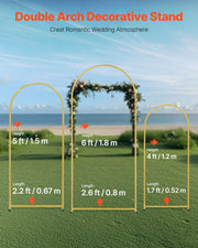 Wedding Arch Backdrop Stand, Set of 3, Metal Stable Stand with Case Connection & Chassis Crossbar Design, V952-HLGMBJJBYDJS5NFMOV0
