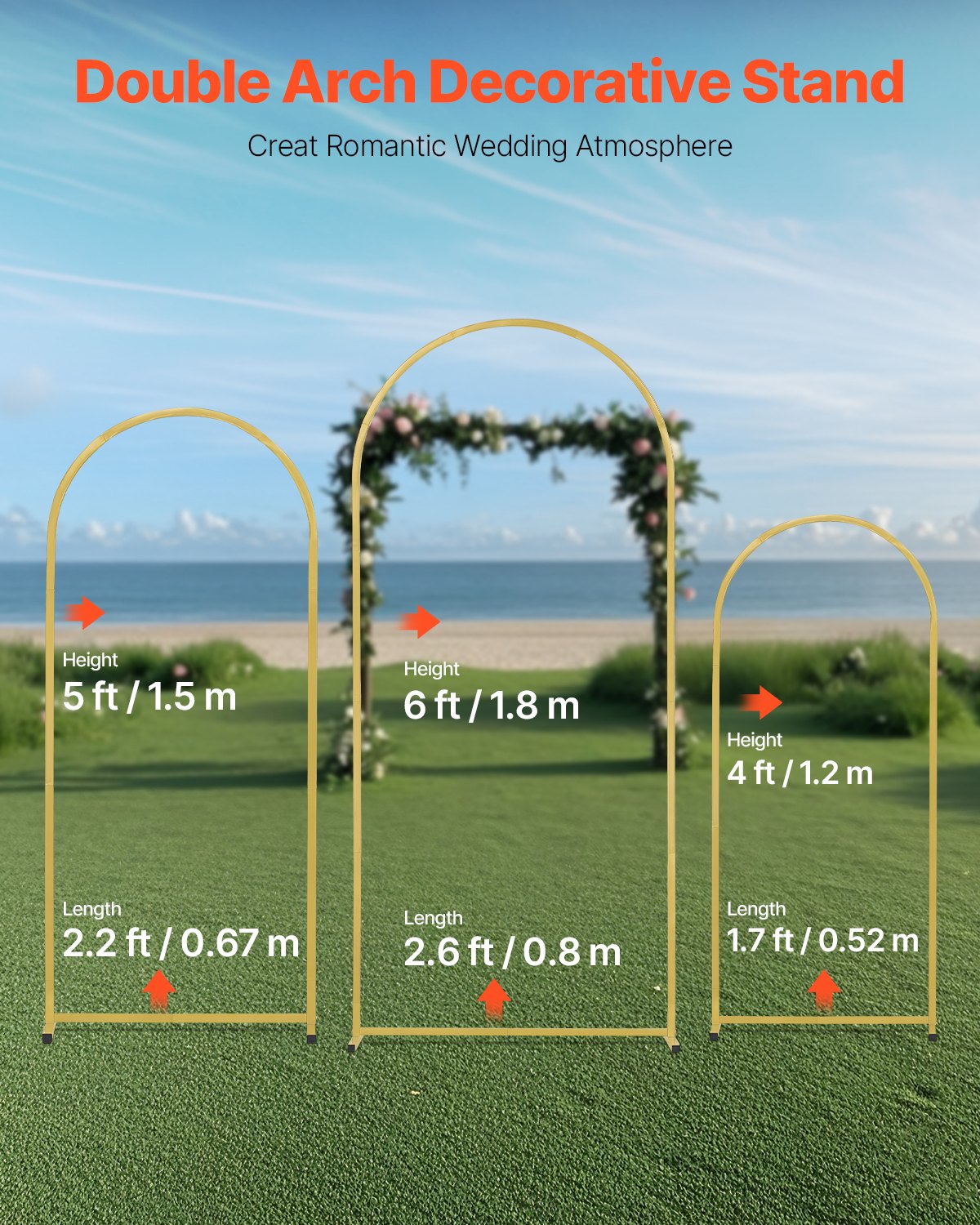 Wedding Arch Backdrop Stand, Set of 3, Metal Stable Stand with Case Connection & Chassis Crossbar Design, V952-HLGMBJJBYDJS5NFMOV0