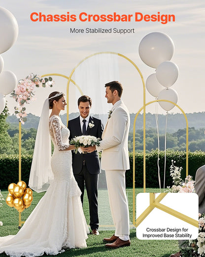 Wedding Arch Backdrop Stand, Set of 3, Metal Stable Stand with Case Connection & Chassis Crossbar Design, V952-HLGMBJJBYDJS5NFMOV0