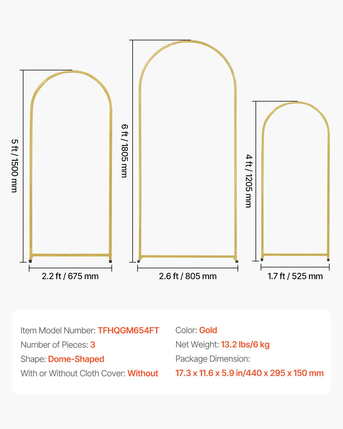 Wedding Arch Backdrop Stand, Set of 3, Metal Stable Stand with Case Connection & Chassis Crossbar Design, V952-HLGMBJJBYDJS5NFMOV0