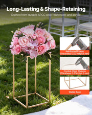 Wedding Flower Stand, 10PCS 40cm Column Flower Stand, Floral Stands with Acrylic Laminate, Gold Rectangular V952-HLHJLFT10J40F3YRH001V0