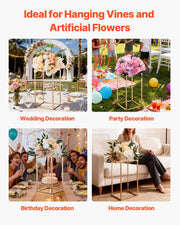 Wedding Flower Stand, 10PCS 40cm Column Flower Stand, Floral Stands with Acrylic Laminate, Gold Rectangular V952-HLHJLFT10J40F3YRH001V0