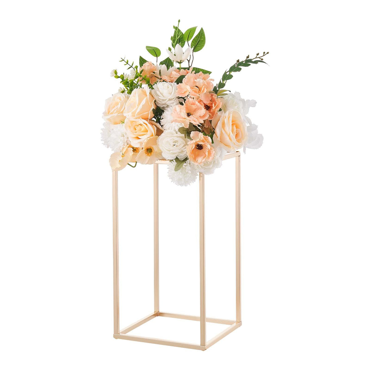 Wedding Flower Stand, 10PCS 40cm Column Flower Stand, Floral Stands with Acrylic Laminate, Gold Rectangular V952-HLHJLFT10J40F3YRH001V0
