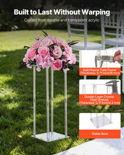 Wedding Flower Stand, 10PCS 50cm Column Flower Stand, Floral Stands with Acrylic Laminate, Cylindrical Cubic V952-HLHJLFT10J505M19U001V0