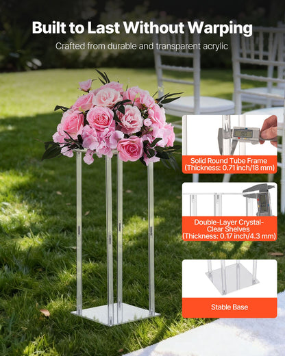 Wedding Flower Stand, 10PCS 50cm Column Flower Stand, Floral Stands with Acrylic Laminate, Cylindrical Cubic V952-HLHJLFT10J505M19U001V0