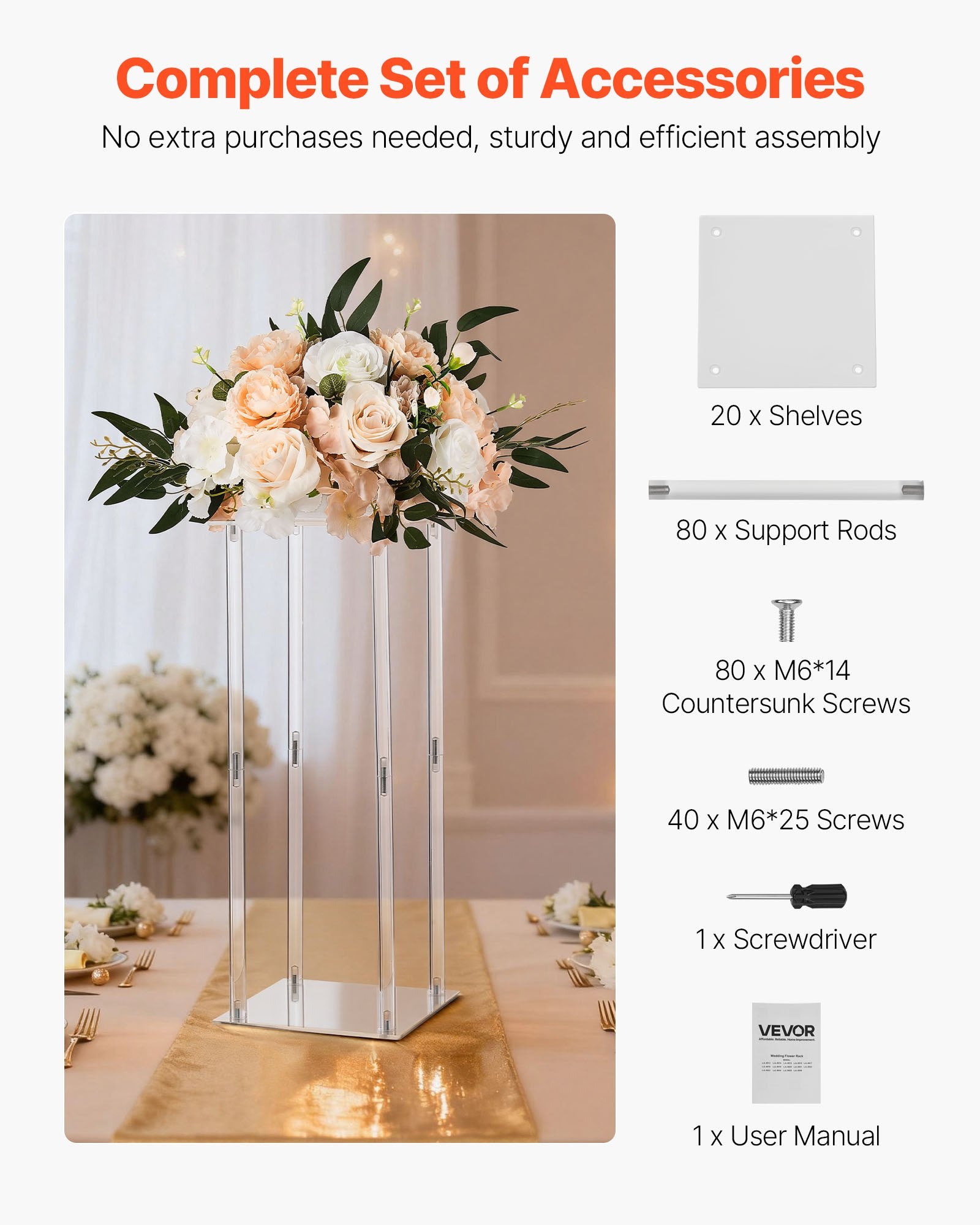 Wedding Flower Stand, 10PCS 50cm Column Flower Stand, Floral Stands with Acrylic Laminate, Cylindrical Cubic V952-HLHJLFT10J505M19U001V0