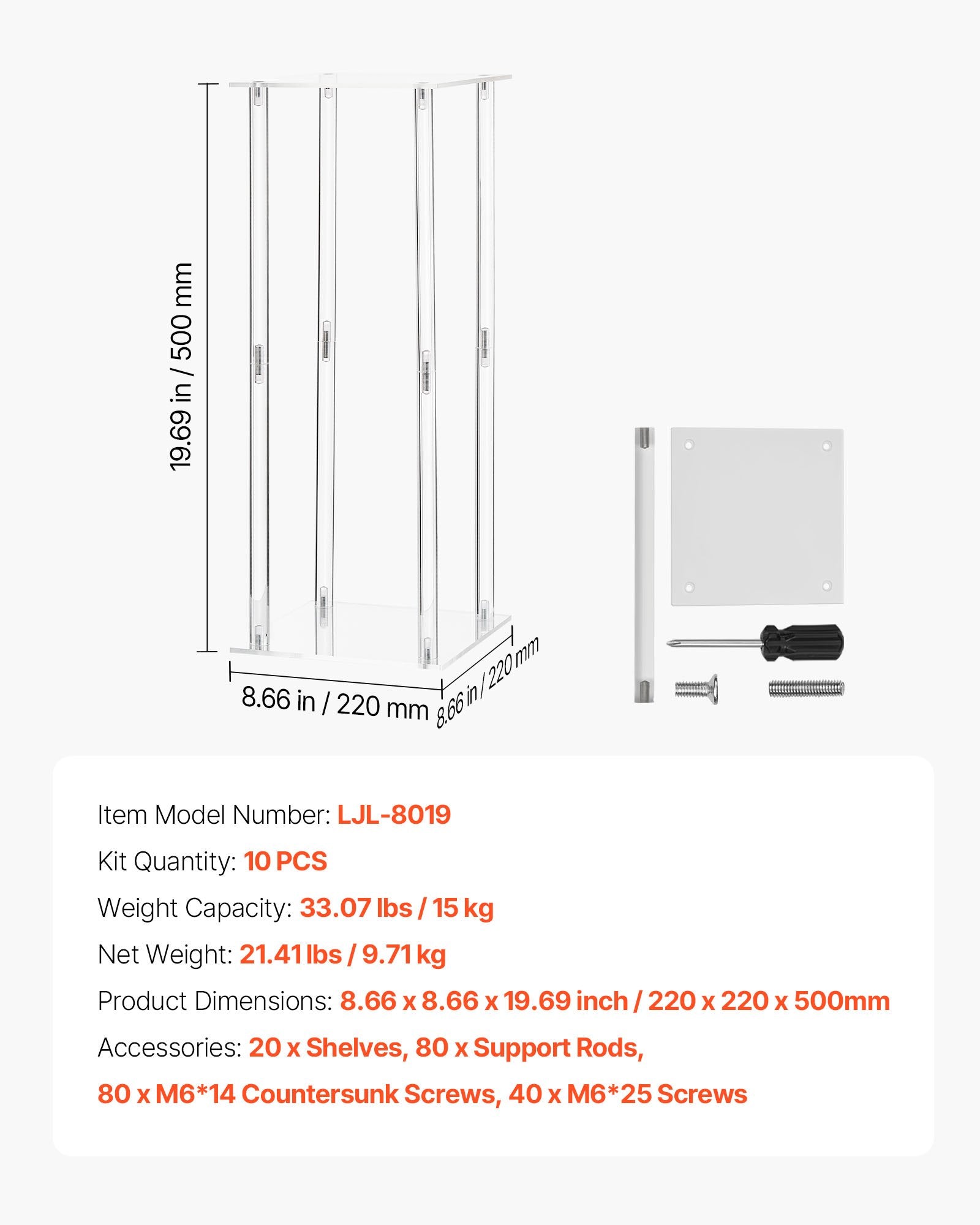 Wedding Flower Stand, 10PCS 50cm Column Flower Stand, Floral Stands with Acrylic Laminate, Cylindrical Cubic V952-HLHJLFT10J505M19U001V0