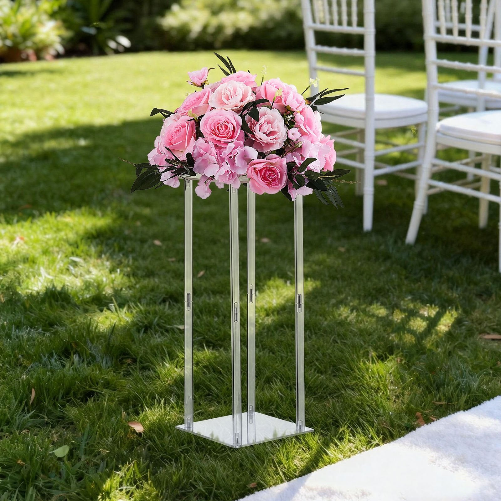 Wedding Flower Stand, 10PCS 50cm Column Flower Stand, Floral Stands with Acrylic Laminate, Cylindrical Cubic V952-HLHJLFT10J505M19U001V0