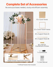 Wedding Flower Stand, 10PCS 60cm Column Flower Stand, Floral Stands with Metal Laminate, Gold Rectangular V952-HLHJLFT10J60IFM47001V0