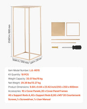 Wedding Flower Stand, 10PCS 60cm Column Flower Stand, Floral Stands with Metal Laminate, Gold Rectangular V952-HLHJLFT10J60IFM47001V0