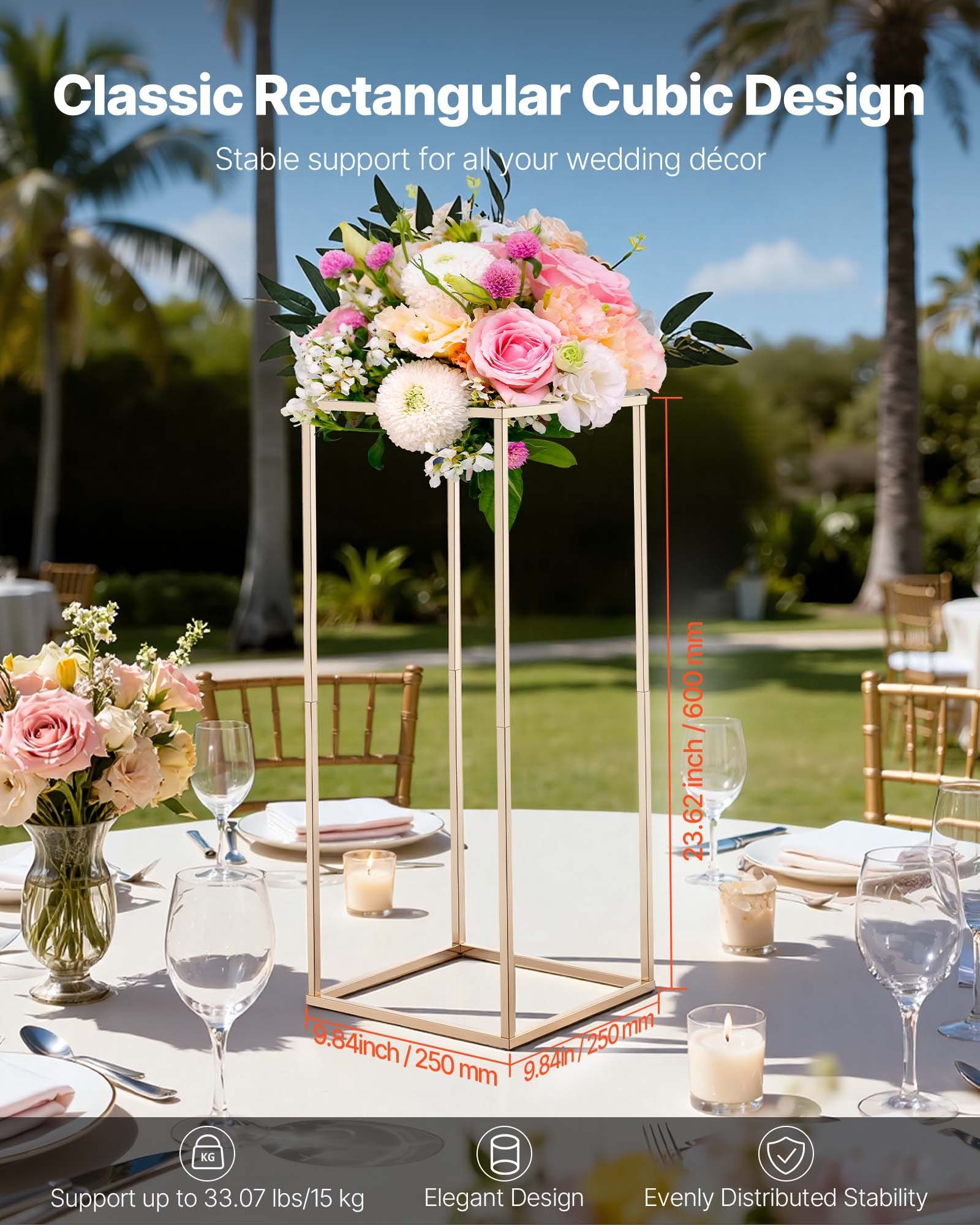 Wedding Flower Stand, 10PCS 60cm Column Flower Stand, Floral Stands with Hidden Screw, Rectangular Cubic V952-HLHJLFT10J60KTTF1001V0