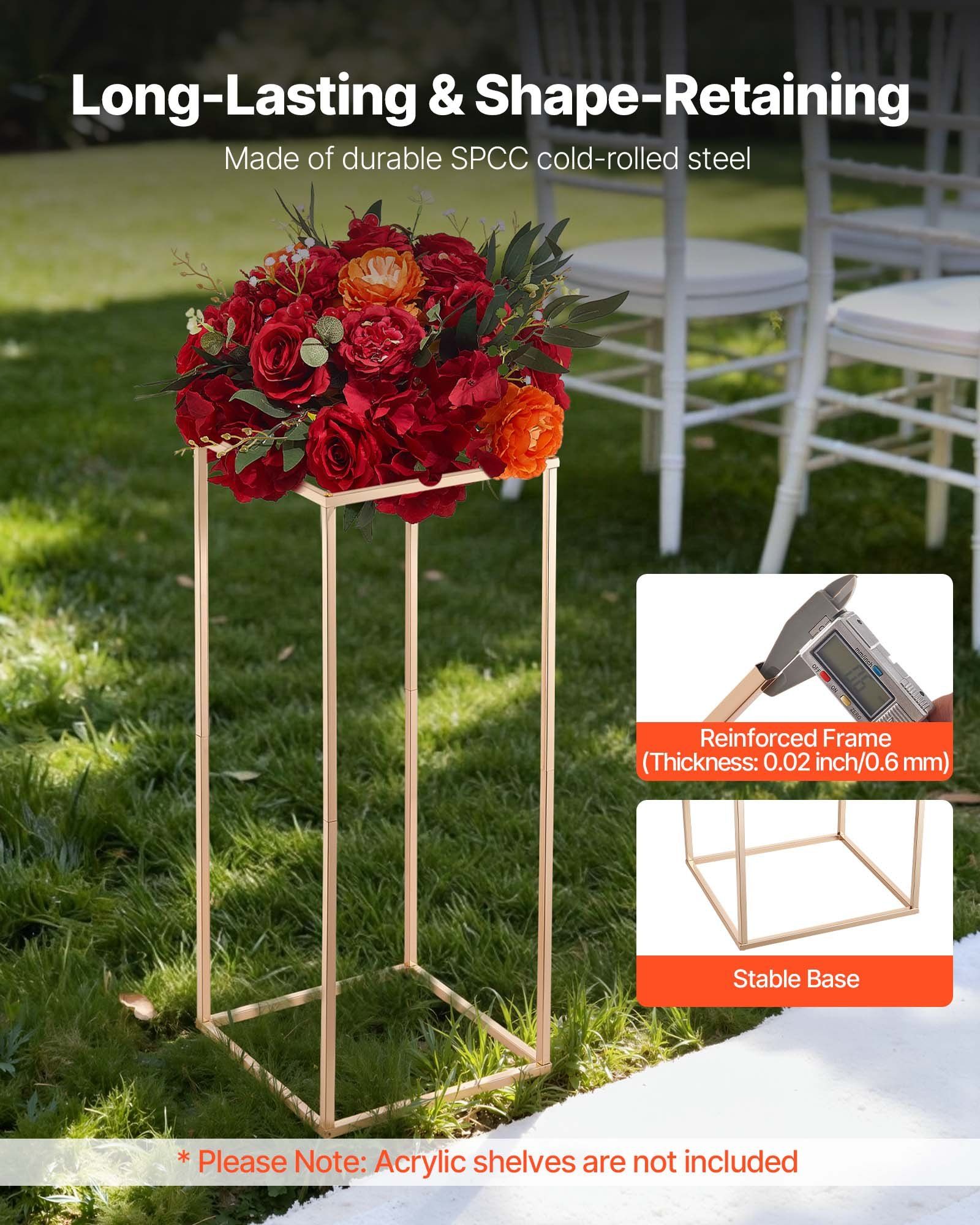 Wedding Flower Stand, 10PCS 60cm Column Flower Stand, Floral Stands with Hidden Screw, Rectangular Cubic V952-HLHJLFT10J60KTTF1001V0