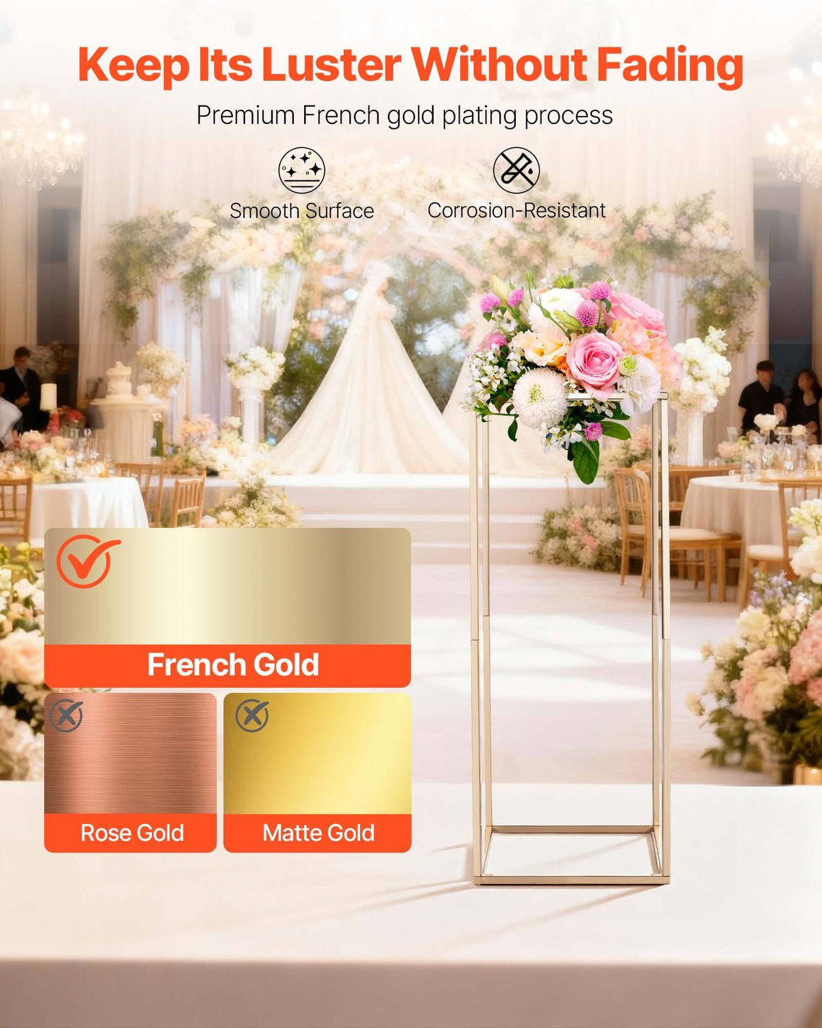 Wedding Flower Stand, 10PCS 60cm Column Flower Stand, Floral Stands with Hidden Screw, Rectangular Cubic V952-HLHJLFT10J60KTTF1001V0