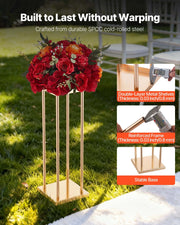 Wedding Flower Stand, 10PCS 60cm Column Flower Stand, Floral Stands with Metal Laminate, Cylindrical Cubic V952-HLHJLFT10J60MT7YR001V0