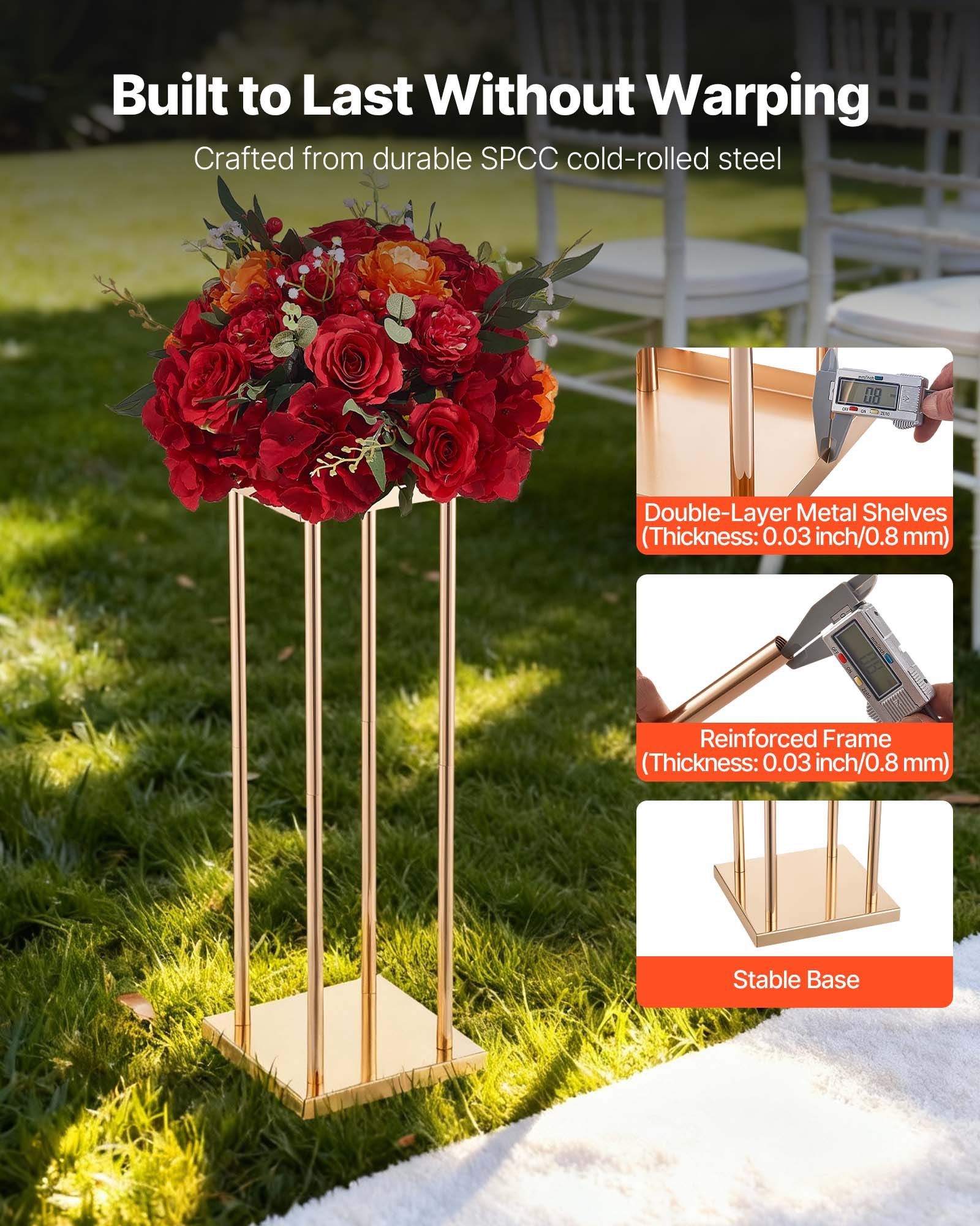 Wedding Flower Stand, 10PCS 60cm Column Flower Stand, Floral Stands with Metal Laminate, Cylindrical Cubic V952-HLHJLFT10J60MT7YR001V0