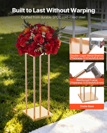 Wedding Flower Stand, 10PCS 60cm Column Flower Stand, Floral Stands with Metal Laminate, Cylindrical Cubic V952-HLHJLFT10J60MT7YR001V0