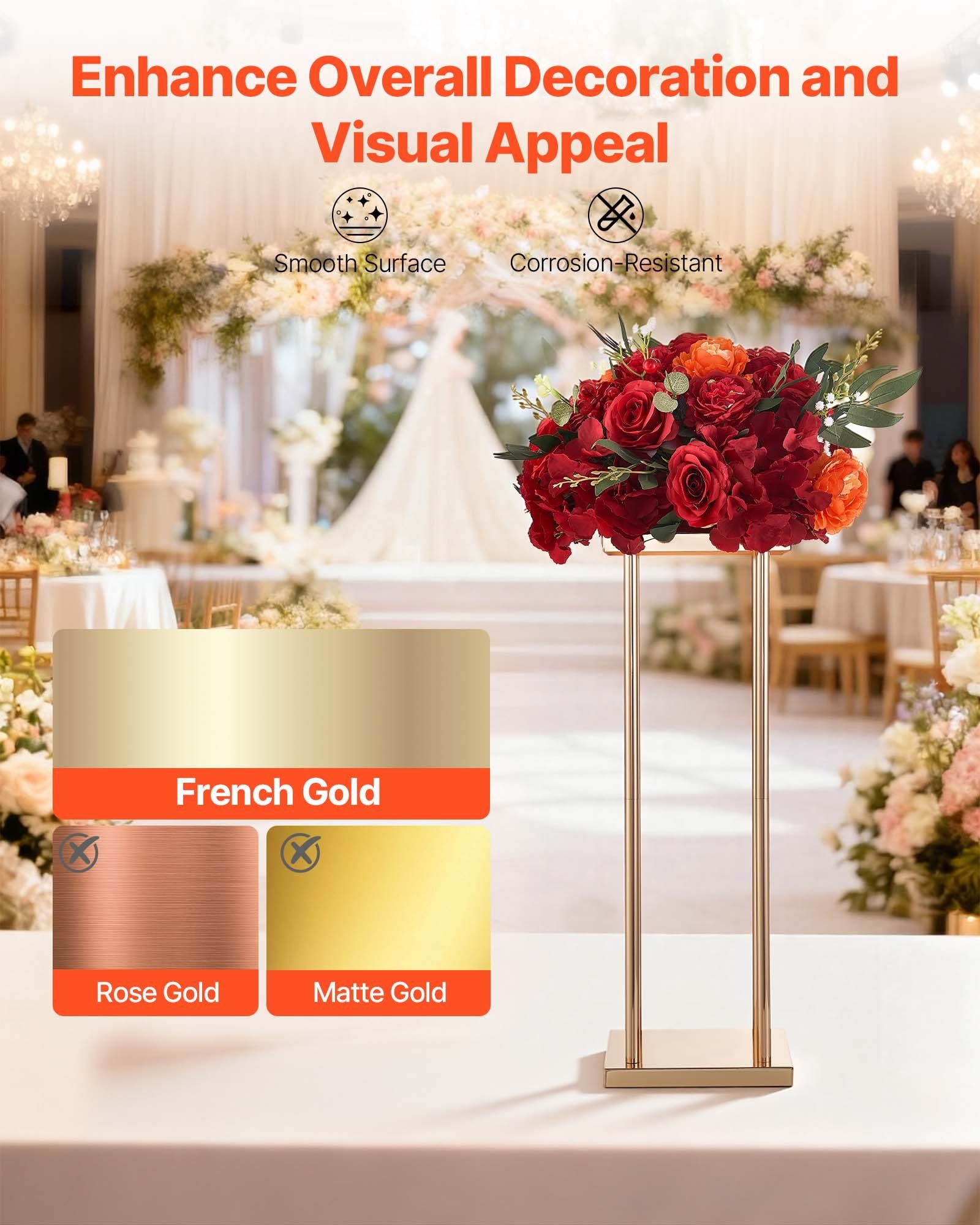 Wedding Flower Stand, 10PCS 60cm Column Flower Stand, Floral Stands with Metal Laminate, Cylindrical Cubic V952-HLHJLFT10J60MT7YR001V0
