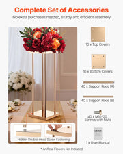 Wedding Flower Stand, 10PCS 60cm Column Flower Stand, Floral Stands with Metal Laminate, Cylindrical Cubic V952-HLHJLFT10J60MT7YR001V0