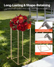 Wedding Flower Stand, 10PCS 60cm Column Flower Stand, Floral Stands with Acrylic Laminate, Gold Rectangular V952-HLHJLFT10J60VMTKM001V0