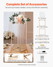 Wedding Flower Stand, 10PCS 60cm Column Flower Stand, Floral Stands with Acrylic Laminate, Gold Rectangular V952-HLHJLFT10J60VMTKM001V0