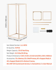 Wedding Flower Stand, 10PCS 60cm Column Flower Stand, Floral Stands with Acrylic Laminate, Gold Rectangular V952-HLHJLFT10J60VMTKM001V0