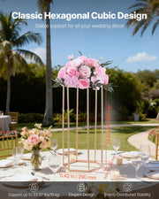 Wedding Flower Stand, 10PCS 60cm Column Flower Stand, Floral Stands with Acrylic Laminate, Hexagonal Cubic V952-HLHJLFT10J60YUXKY001V0