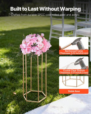 Wedding Flower Stand, 10PCS 60cm Column Flower Stand, Floral Stands with Acrylic Laminate, Hexagonal Cubic V952-HLHJLFT10J60YUXKY001V0
